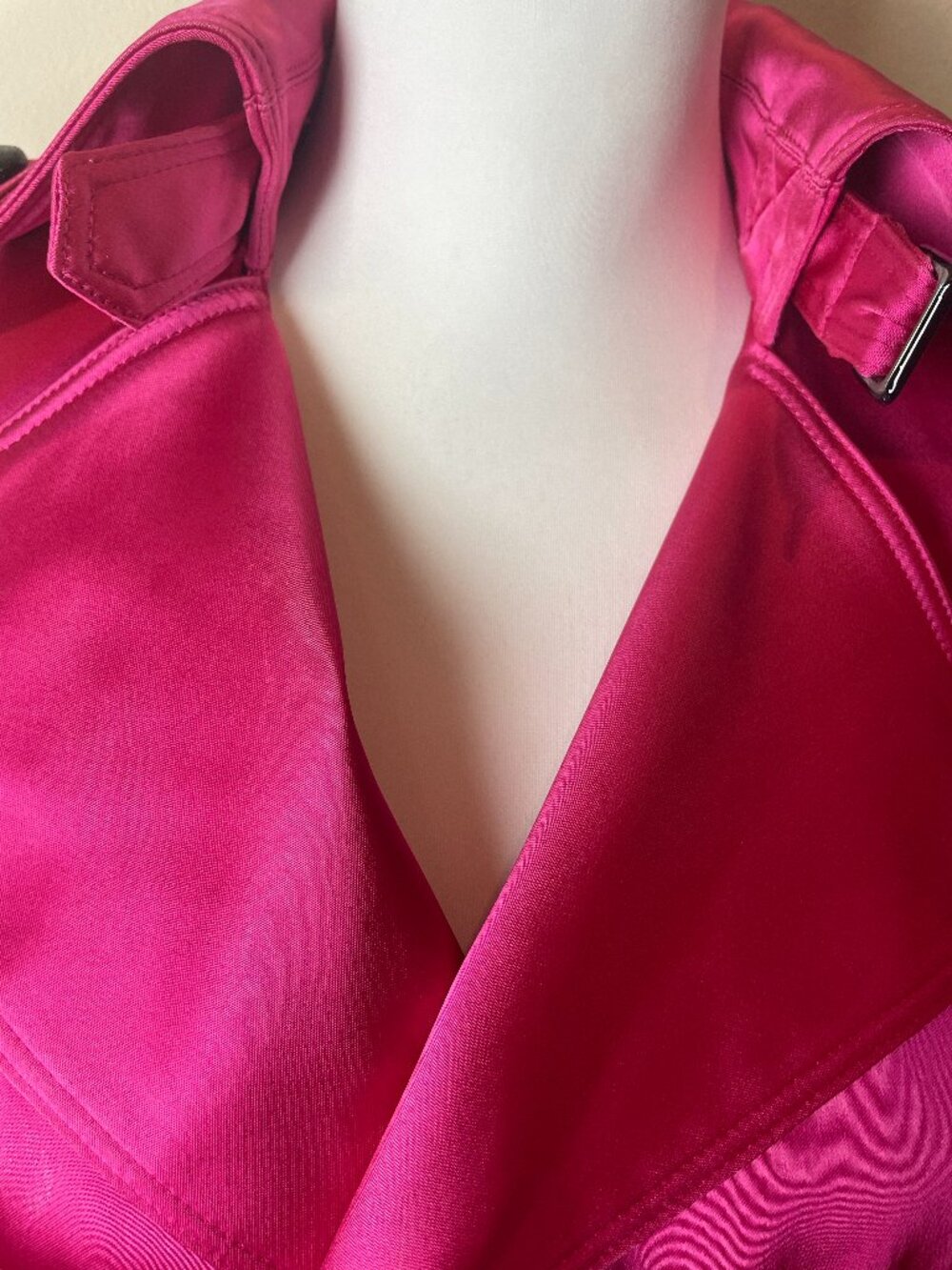 Cache Vintage Hot Pink Women's Double-Breasted Trench Coat/Jacket w/belt Size XS - Picture 10 of 16